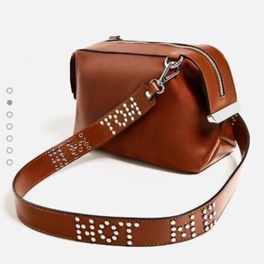 🆕 Zara brown vegan faux leather shoulder purse bag